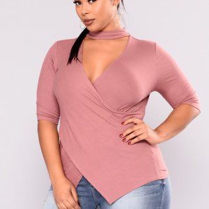 Women's Pink Surplice Top